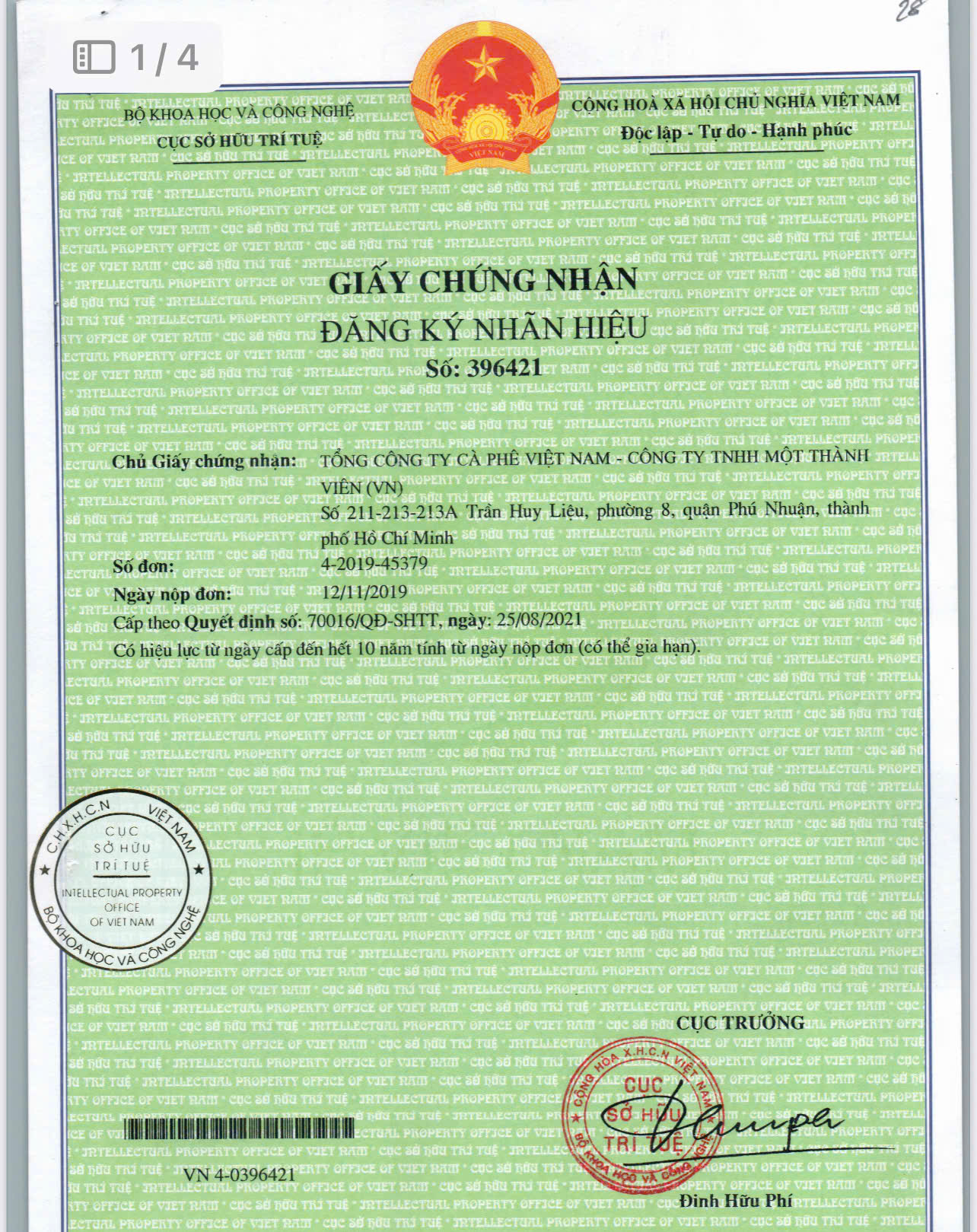 Chứng nhận 01